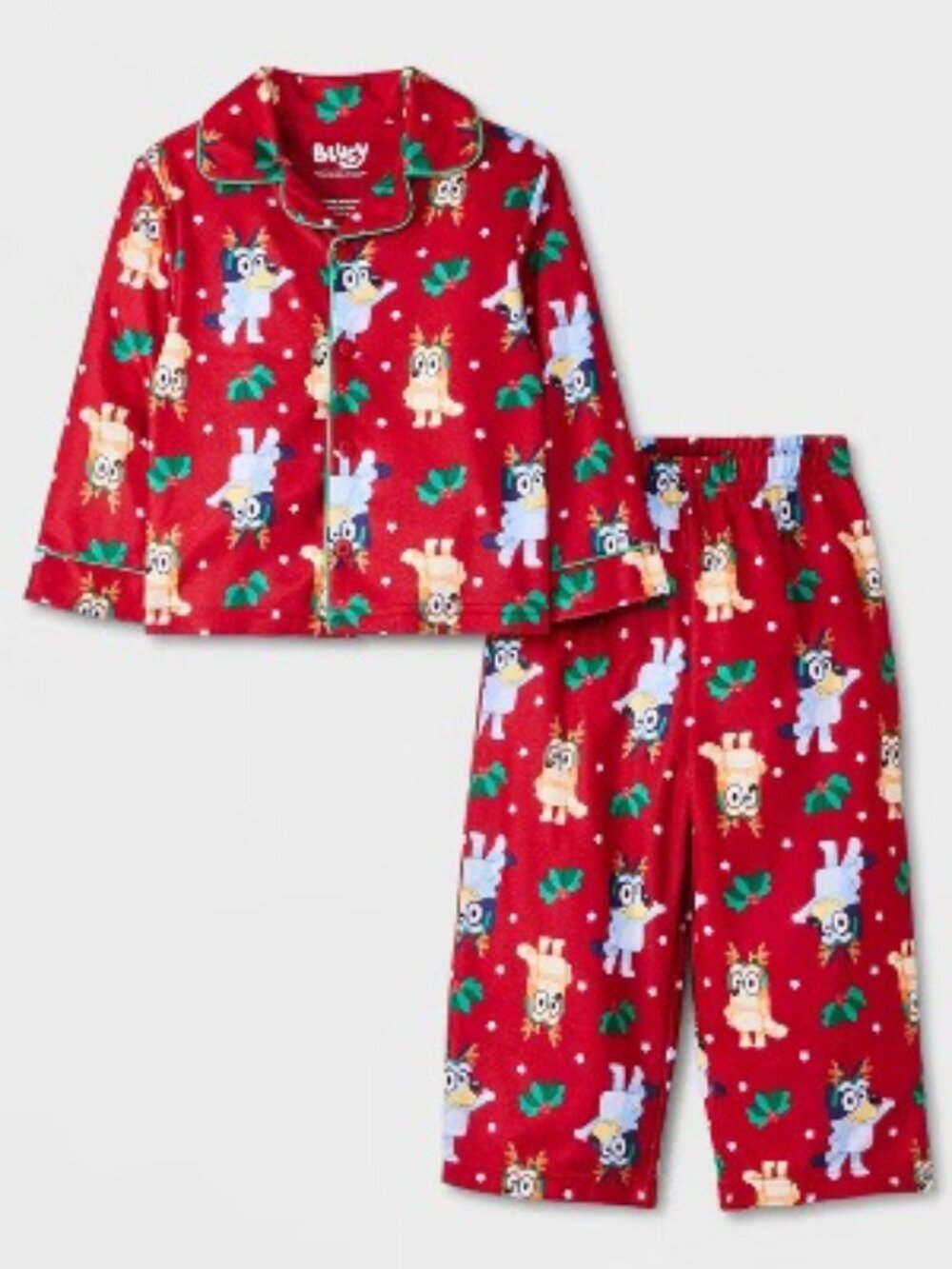 Bluey ✨ Kids Holiday Christmas 2-Piece Pajama Set Large NWT